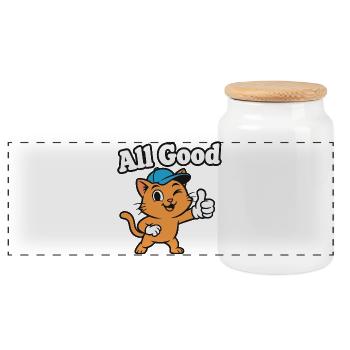 Tous les bons votes de dessin animé de chat - Boîte à biscuits avec couvercle en bois - blanc - Devant