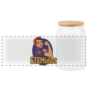 Rosie Power, STEMiniste, - Boîte à biscuits avec couvercle en bois - blanc - Devant