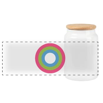 Konzentrische Ringpalette LGBTQ polysexuell - Panorama Keksdose mit Holzdeckel - Weiß - Vorne