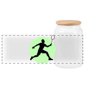 Coup droit d’un joueur de badminton - Boîte à biscuits avec couvercle en bois - blanc - Devant