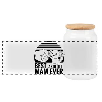 axolotl_mama - Panoramic Cookie Jar with Wooden Lid - white - Front