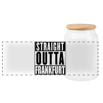 Straight Outta Frankfurt White - Panoramic Cookie Jar with Wooden Lid - white - Front