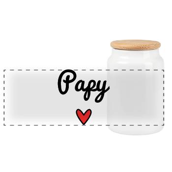 PAPY. PAPA. FÊTE DES PÈRES. BONNE FÊTE PAPA - Boîte à biscuits avec couvercle en bois - blanc - Devant