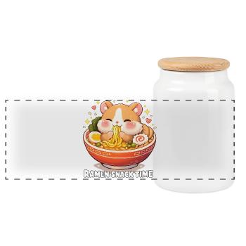 ramen - Panoramic Cookie Jar with Wooden Lid - white - Front