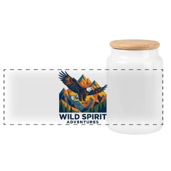 Wild Spirit – Eagle Adventures - Boîte à biscuits avec couvercle en bois - blanc - Devant
