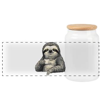 Amant du café paresseux détendu – Funny K - Boîte à biscuits avec couvercle en bois - blanc - Devant