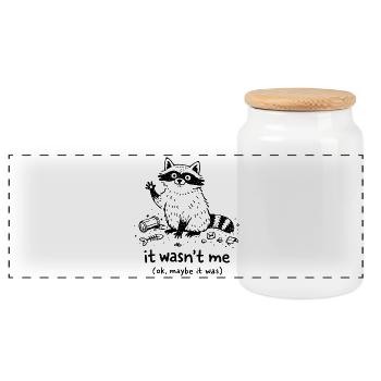It Wasn’t Me Süßer Waschbär Spruch - Panorama Keksdose mit Holzdeckel - Weiß - Vorne