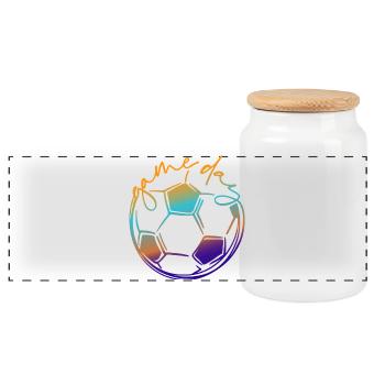 Jour de match | Footballeur - Boîte à biscuits avec couvercle en bois - blanc - Devant