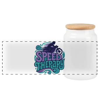 Speed Therapy - Motorcycle - Panoramic Cookie Jar with Wooden Lid - white - Front