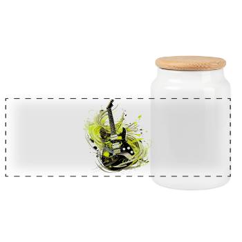 electric guitar guitar guitarist music instrument rock - Panoramic Cookie Jar with Wooden Lid - white - Front