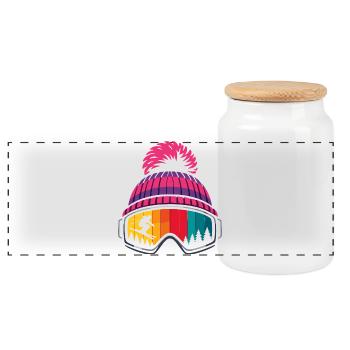 Après Ski Skier Hat Ski Goggles Sports d’hiver - Boîte à biscuits avec couvercle en bois - blanc - Devant