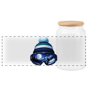 Skieur Après Ski Hat Ski Goggles Sports d’hiver - Boîte à biscuits avec couvercle en bois - blanc - Devant
