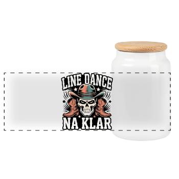 Line Dance NA KLAR Skull - Panoramic Cookie Jar with Wooden Lid - white - Front