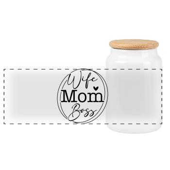 SVG – Épouse du Design de l’Empowerment - Boîte à biscuits avec couvercle en bois - blanc - Devant