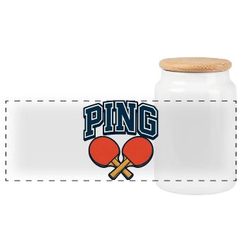 Ping Pong - Tennis de Table - Boîte à biscuits avec couvercle en bois - blanc - Devant