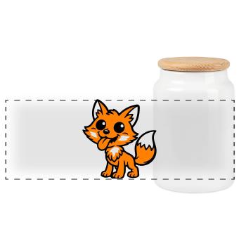 Bande dessinée Fox - Boîte à biscuits avec couvercle en bois - blanc - Devant