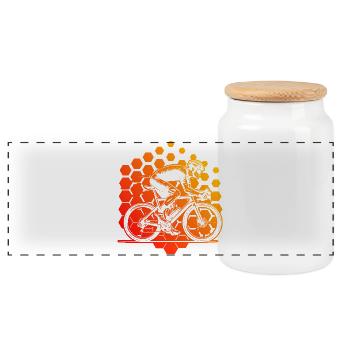 Road Bike Graphic for Road Bike - Panoramic Cookie Jar with Wooden Lid - white - Front