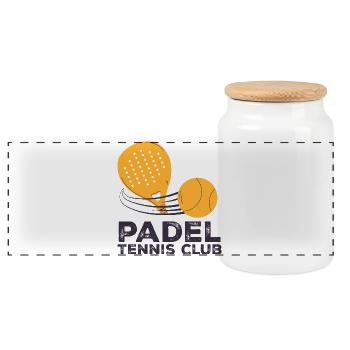 Je peux pas j ai padel - Boîte à biscuits avec couvercle en bois - blanc - Devant
