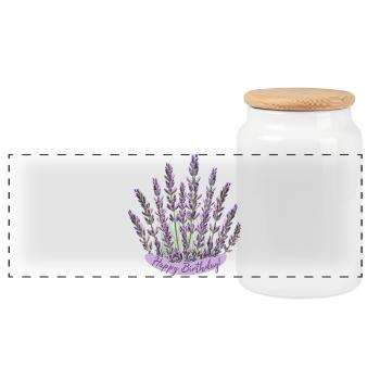 Anniversaire lavande Fleur violette - Boîte à biscuits avec couvercle en bois - blanc - Devant