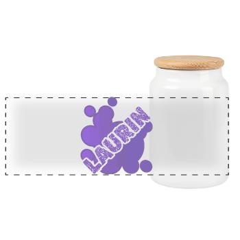 Laurin as a given name - Panoramic Cookie Jar with Wooden Lid - white - Front