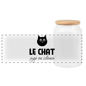 Le chat juge en silence  - Boîte à biscuits avec couvercle en bois - blanc - Devant