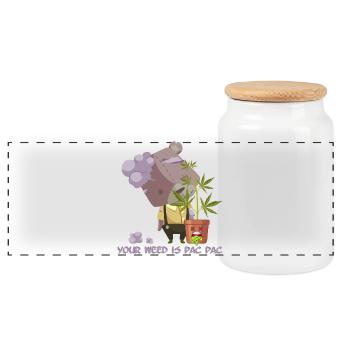Your weed is pac pac - Panoramic Cookie Jar with Wooden Lid - white - Front