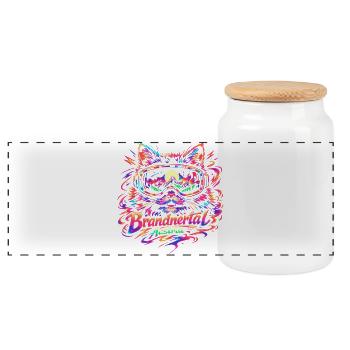 Retro Bergpanorama Katze Skibrille Austria lustig - Panorama Keksdose mit Holzdeckel - Weiß - Vorne