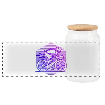 Œuvres modernes de vélo de route - Boîte à biscuits avec couvercle en bois - blanc - Devant