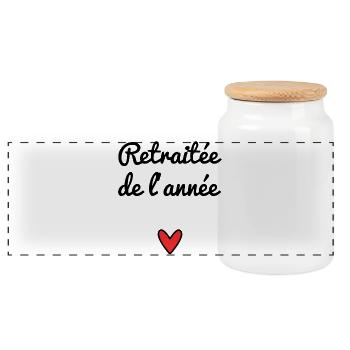 RETRAITEE. RETRAITE. COEUR. BONNE RETRAITE - Boîte à biscuits avec couvercle en bois - blanc - Devant