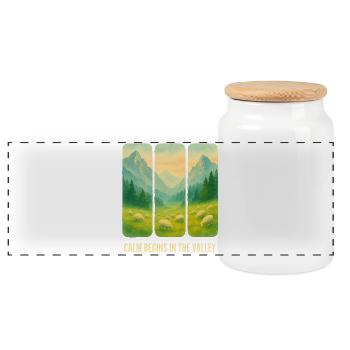 Vallée alpine - Boîte à biscuits avec couvercle en bois - blanc - Devant