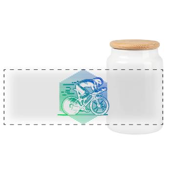 Attention road bike fans, simple statement - Panoramic Cookie Jar with Wooden Lid - white - Front