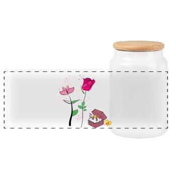 Valentine - Panoramic Cookie Jar with Wooden Lid - white - Front