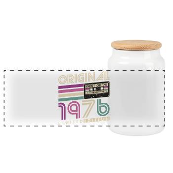 Cadeau d’anniversaire pour le 50e anniversaire 1976 Vintage Retro - Boîte à biscuits avec couvercle en bois - blanc - Devant