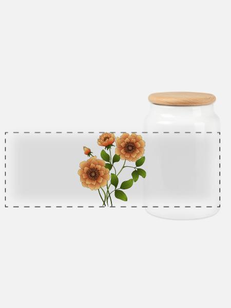 Blumen - Panorama Keksdose mit Holzdeckel - Weiß