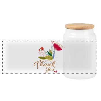 Blumen-Dankeschön  - Panorama Keksdose mit Holzdeckel - Weiß - Vorne