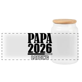 Papa 2026 Chargement - Boîte à biscuits avec couvercle en bois - blanc - Devant