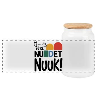 Nu Det Nuuk T-shirt Homme Minimaliste Groenland Design - Boîte à biscuits avec couvercle en bois - blanc - Devant