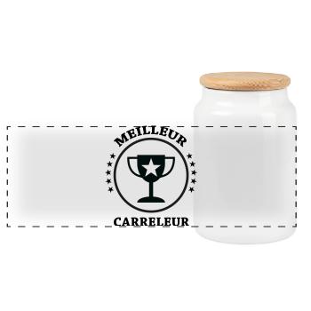 Meilleur Carreleur - Boîte à biscuits avec couvercle en bois - blanc - Devant