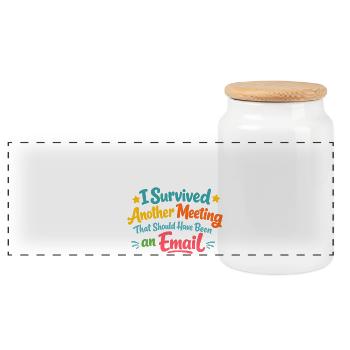 La réunion a survécu – ça aurait dû être un e-mail - Boîte à biscuits avec couvercle en bois - blanc - Devant