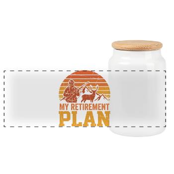 Mon plan de retraite Hunter Deer Mountains Vintage - Boîte à biscuits avec couvercle en bois - blanc - Devant