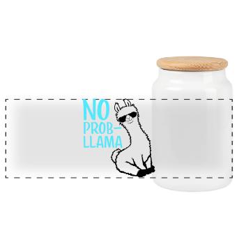 Pas de problème Lunettes de soleil cool Lama assis problama - Boîte à biscuits avec couvercle en bois - blanc - Devant