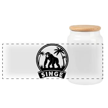 singe - Boîte à biscuits avec couvercle en bois - blanc - Devant