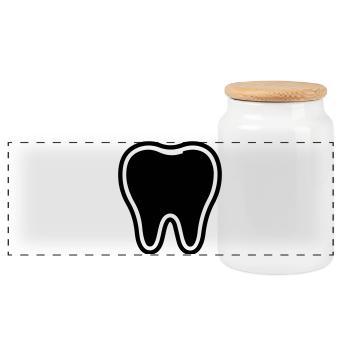 Symbole de la dent - Boîte à biscuits avec couvercle en bois - blanc - Devant