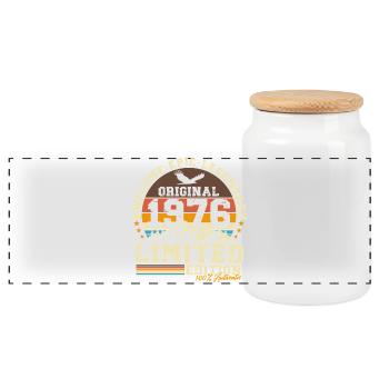 Cadeau d’anniversaire pour le 50e anniversaire 1976 Vintage Retro - Boîte à biscuits avec couvercle en bois - blanc - Devant
