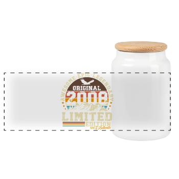 2008 Vintage 18th Birthday Gift Retro - Panoramic Cookie Jar with Wooden Lid - white - Front