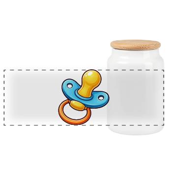 Pacifier Cartoon Baby - Panoramic Cookie Jar with Wooden Lid - white - Front