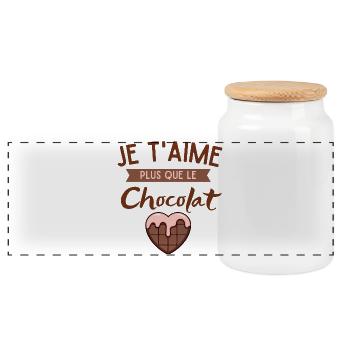 I love you more than chocolate heart - Panoramic Cookie Jar with Wooden Lid - white - Front