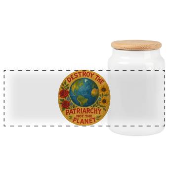 Planet Uprising for Equality - Panoramic Cookie Jar with Wooden Lid - white - Front
