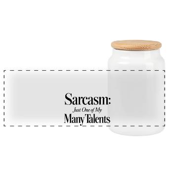 Sarcasm just one of my many talents minimalistisch - Panorama Keksdose mit Holzdeckel - Weiß - Vorne