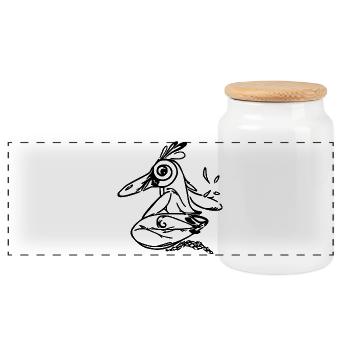 Surfing Penguin - Panorama Keksdose mit Holzdeckel - Weiß - Vorne